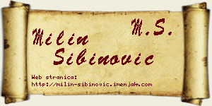 Milin Sibinović vizit kartica